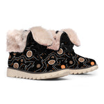 White And Orange Aboriginal Art Print Winter Boots