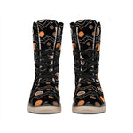 White And Orange Aboriginal Art Print Winter Boots