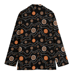 White And Orange Aboriginal Art Print Women's Blazer