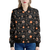 White And Orange Aboriginal Art Print Women's Bomber Jacket