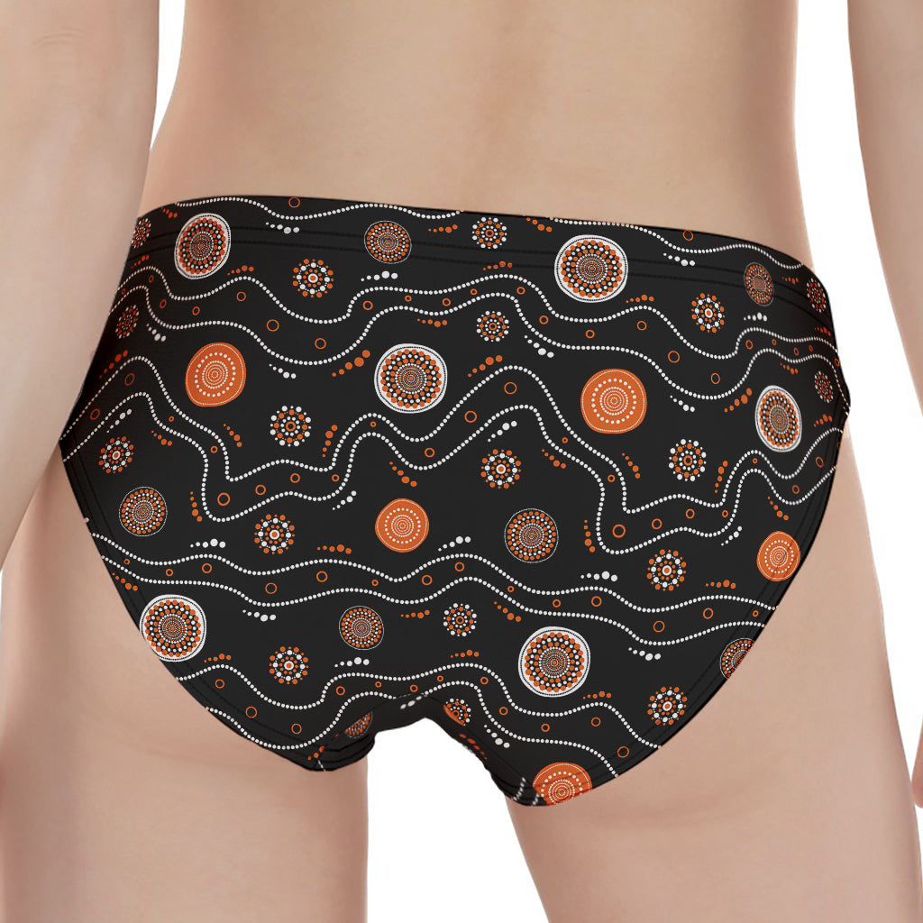 White And Orange Aboriginal Art Print Women's Panties