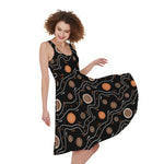 White And Orange Aboriginal Art Print Women's Sleeveless Dress