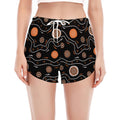 White And Orange Aboriginal Art Print Women's Split Running Shorts