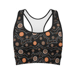 White And Orange Aboriginal Art Print Women's Sports Bra
