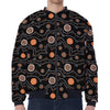 White And Orange Aboriginal Art Print Zip Sleeve Bomber Jacket