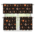 White And Orange Aboriginal Dot Print 3 Piece Kitchen Curtains