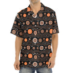 White And Orange Aboriginal Dot Print Aloha Shirt