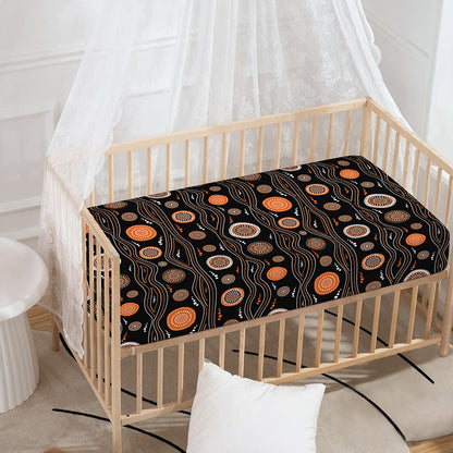 White And Orange Aboriginal Dot Print Baby Crib Sheet