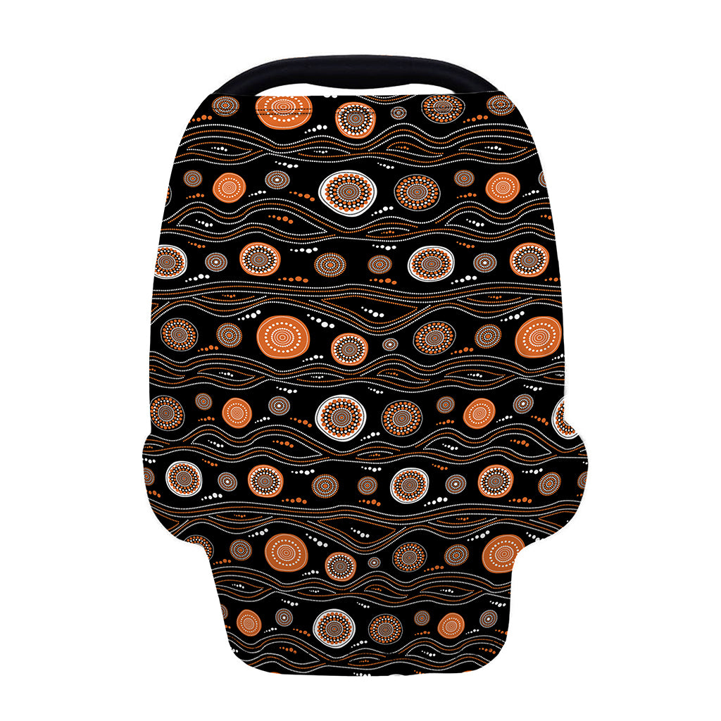 White And Orange Aboriginal Dot Print Baby Seat Cover