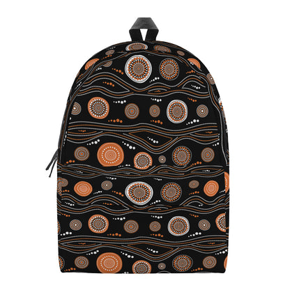 White And Orange Aboriginal Dot Print Backpack