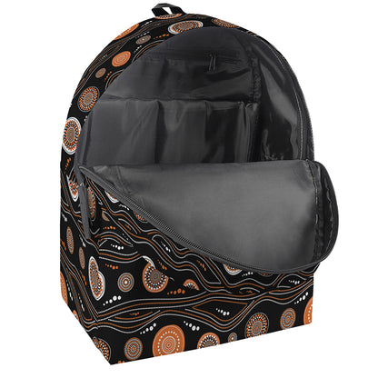 White And Orange Aboriginal Dot Print Backpack