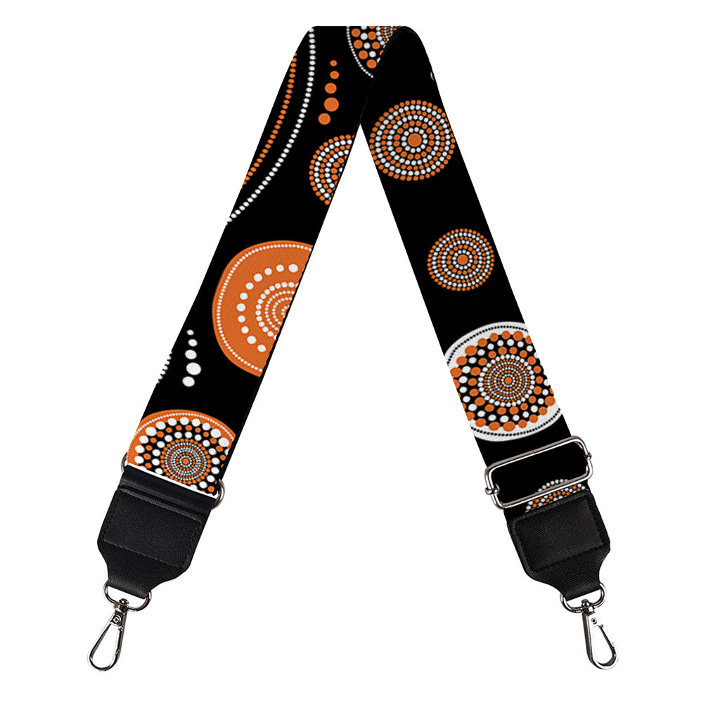 White And Orange Aboriginal Dot Print Bag Strap