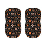 White And Orange Aboriginal Dot Print Bar Stool Covers