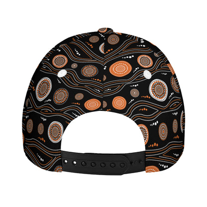 White And Orange Aboriginal Dot Print Baseball Cap