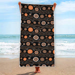 White And Orange Aboriginal Dot Print Beach Towel