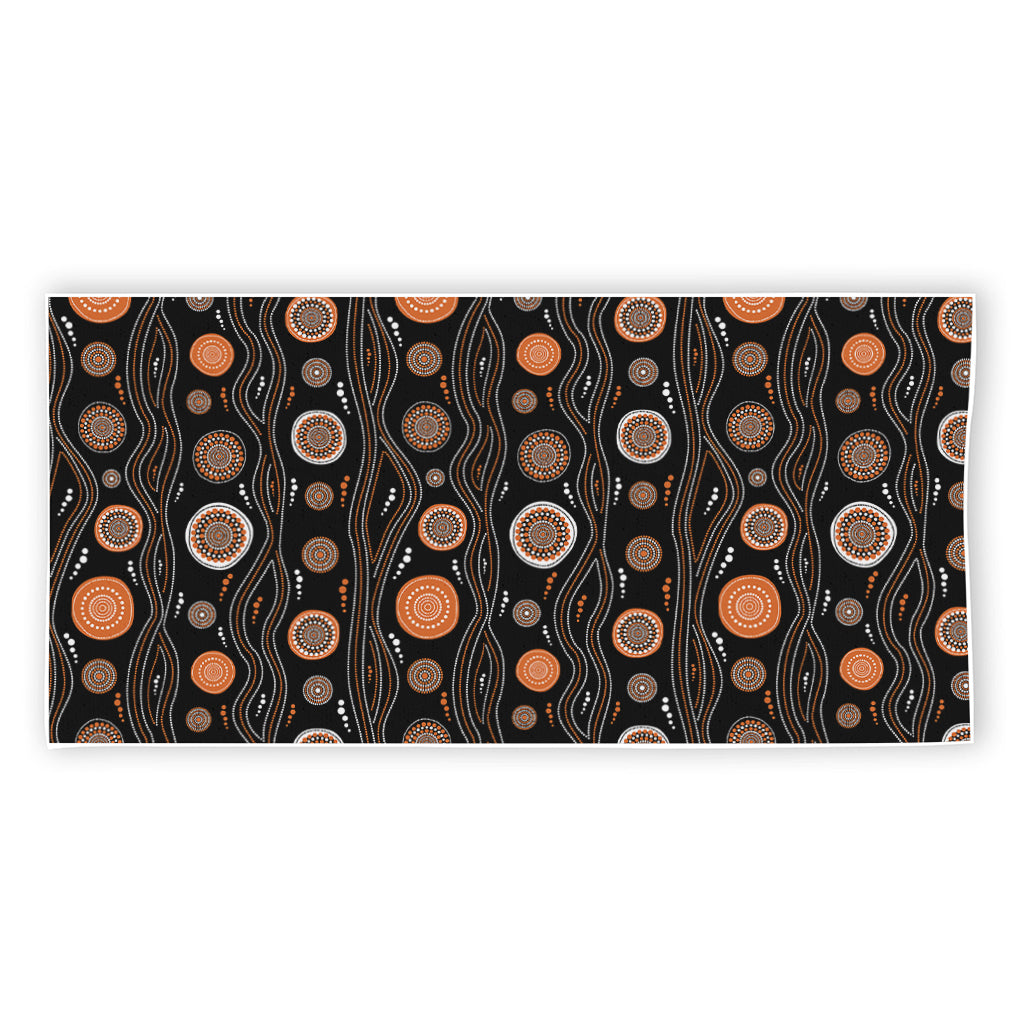 White And Orange Aboriginal Dot Print Beach Towel