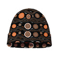 White And Orange Aboriginal Dot Print Beanie