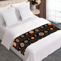 White And Orange Aboriginal Dot Print Bed Runner