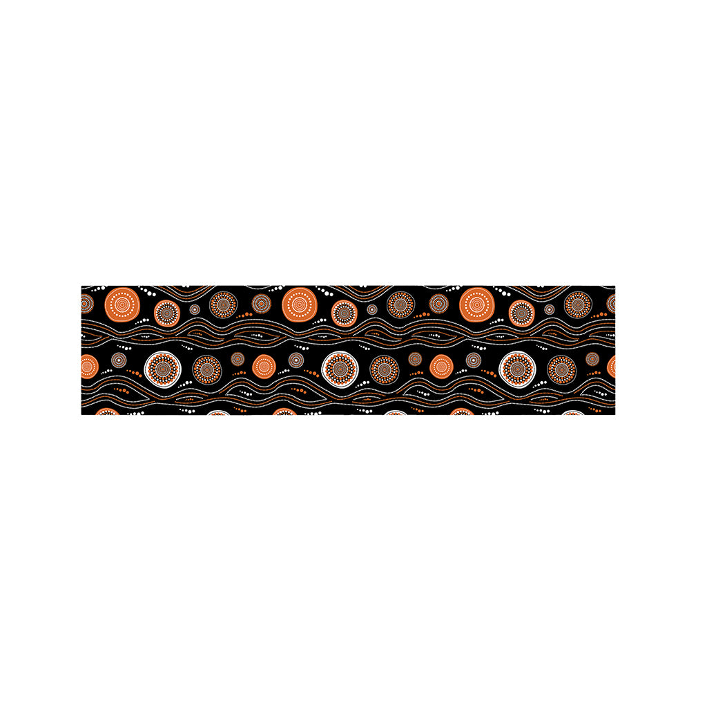 White And Orange Aboriginal Dot Print Bed Runner