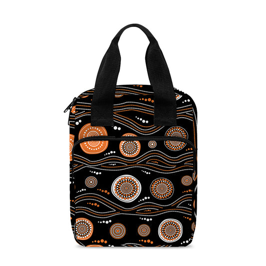 White And Orange Aboriginal Dot Print Bible Tote Bag