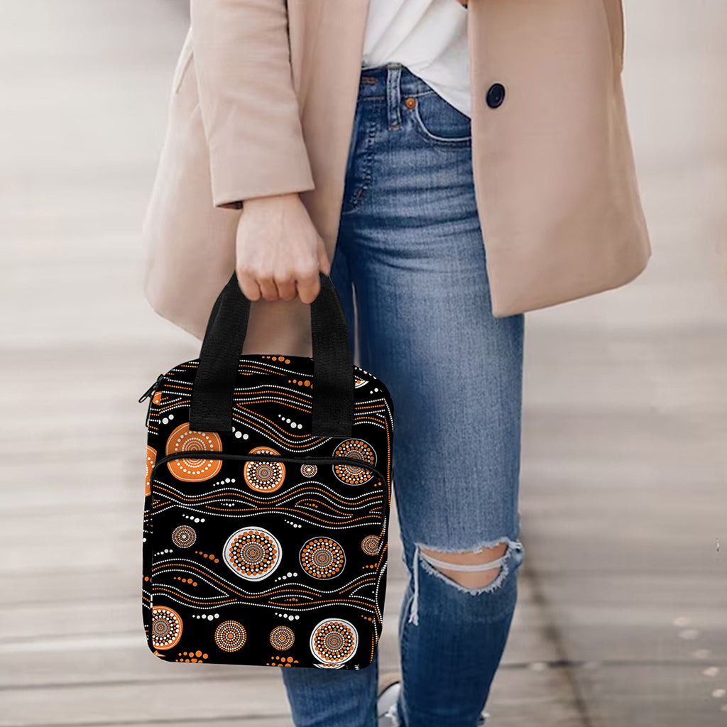 White And Orange Aboriginal Dot Print Bible Tote Bag