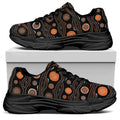 White And Orange Aboriginal Dot Print Black Chunky Shoes