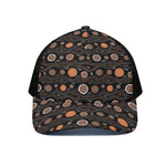 White And Orange Aboriginal Dot Print Black Mesh Trucker Cap