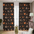 White And Orange Aboriginal Dot Print Dimout Pencil Pleat Curtains