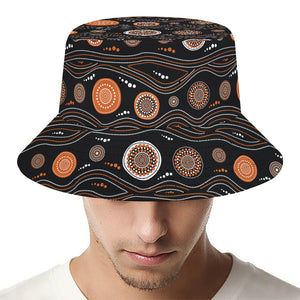 White And Orange Aboriginal Dot Print Bucket Hat