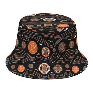 White And Orange Aboriginal Dot Print Bucket Hat