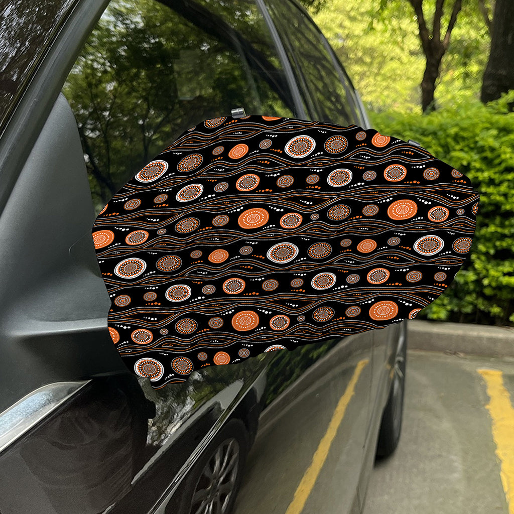 White And Orange Aboriginal Dot Print Car Side Mirror Covers