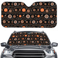 White And Orange Aboriginal Dot Print Car Windshield Sun Shade