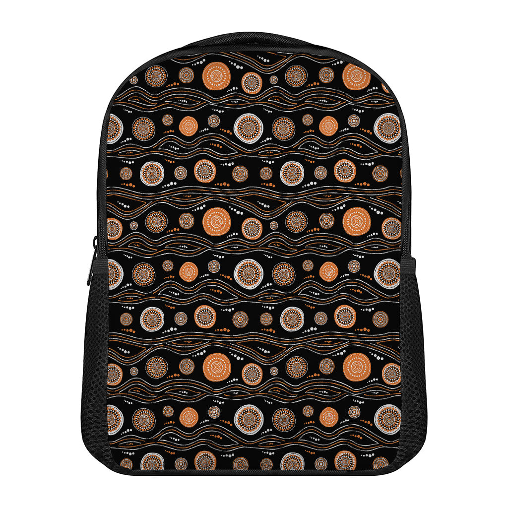 White And Orange Aboriginal Dot Print Casual Backpack