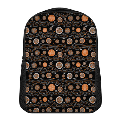 White And Orange Aboriginal Dot Print Casual Backpack
