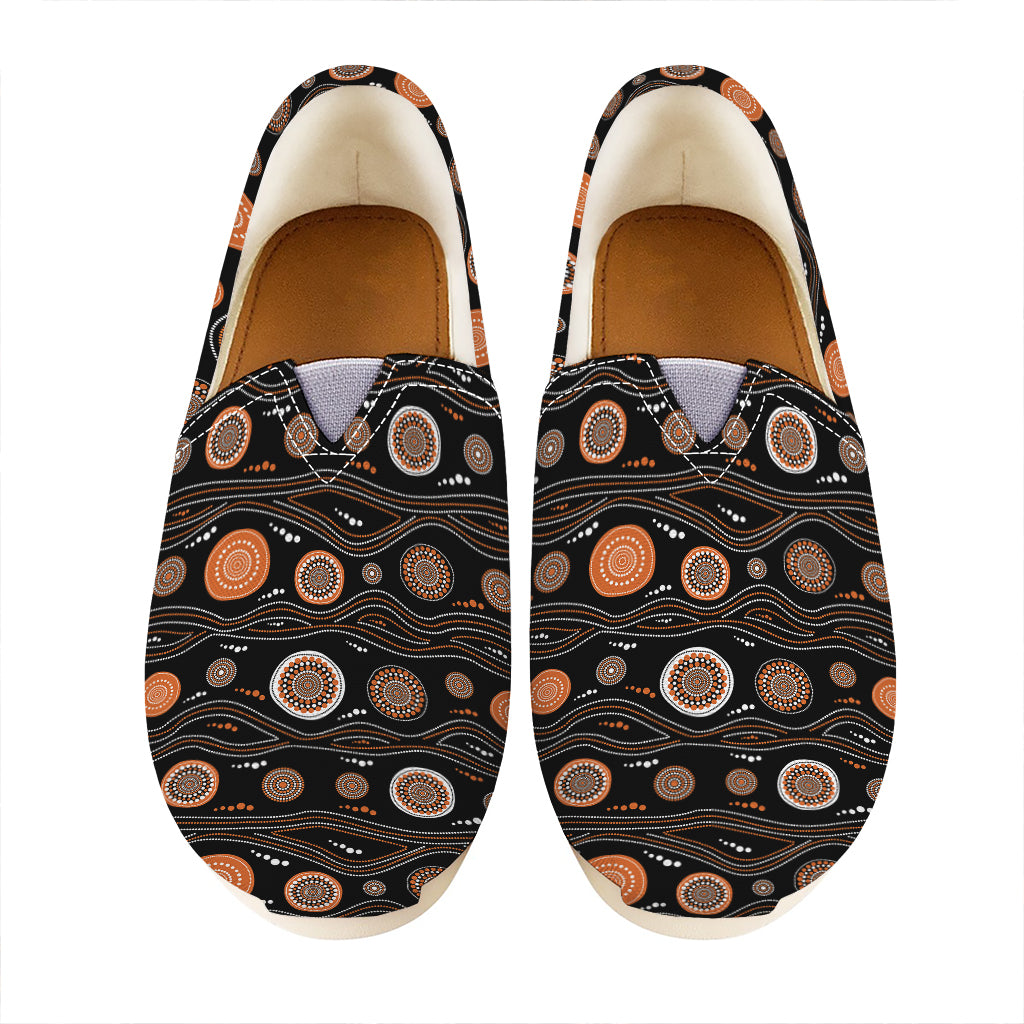 White And Orange Aboriginal Dot Print Casual Shoes