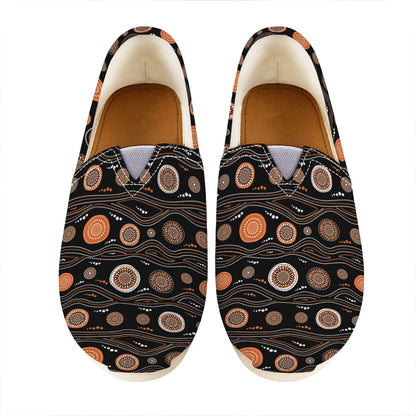 White And Orange Aboriginal Dot Print Casual Shoes