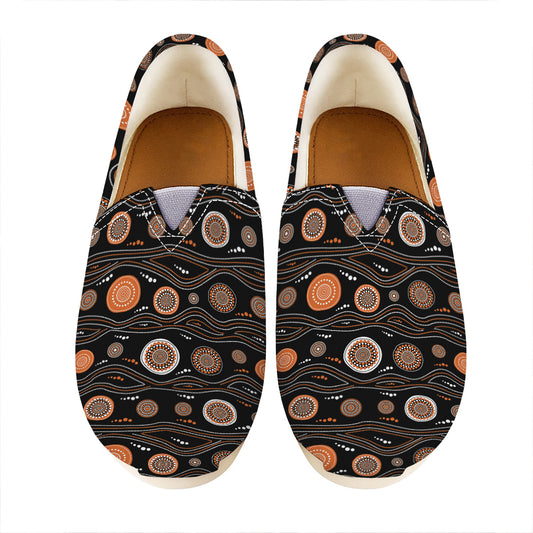 White And Orange Aboriginal Dot Print Casual Shoes