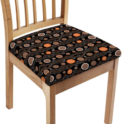 White And Orange Aboriginal Dot Print Chair Cushion Cover