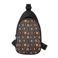 White And Orange Aboriginal Dot Print Sling Bag