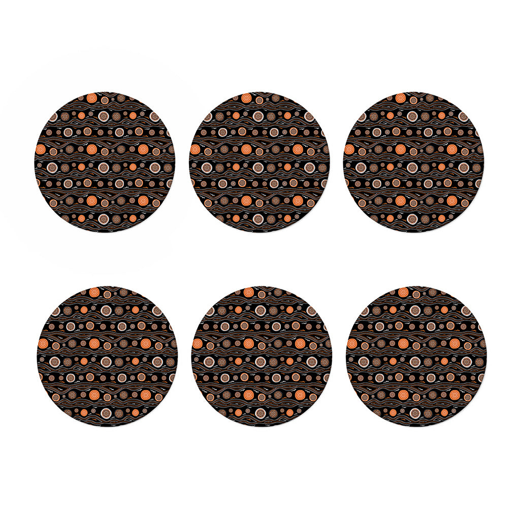 White And Orange Aboriginal Dot Print Coaster Set