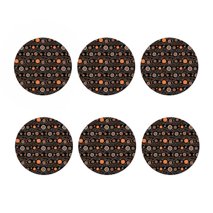 White And Orange Aboriginal Dot Print Coaster Set