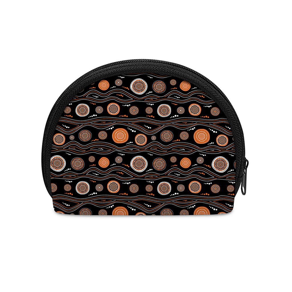 White And Orange Aboriginal Dot Print Coin Purse
