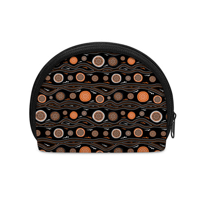 White And Orange Aboriginal Dot Print Coin Purse