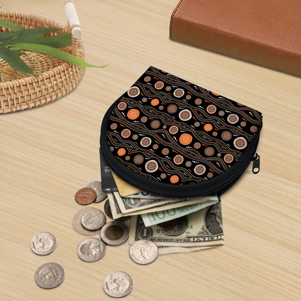 White And Orange Aboriginal Dot Print Coin Purse