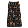 White And Orange Aboriginal Dot Print Cotton Front Slit Maxi Skirt