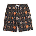 White And Orange Aboriginal Dot Print Cotton Shorts
