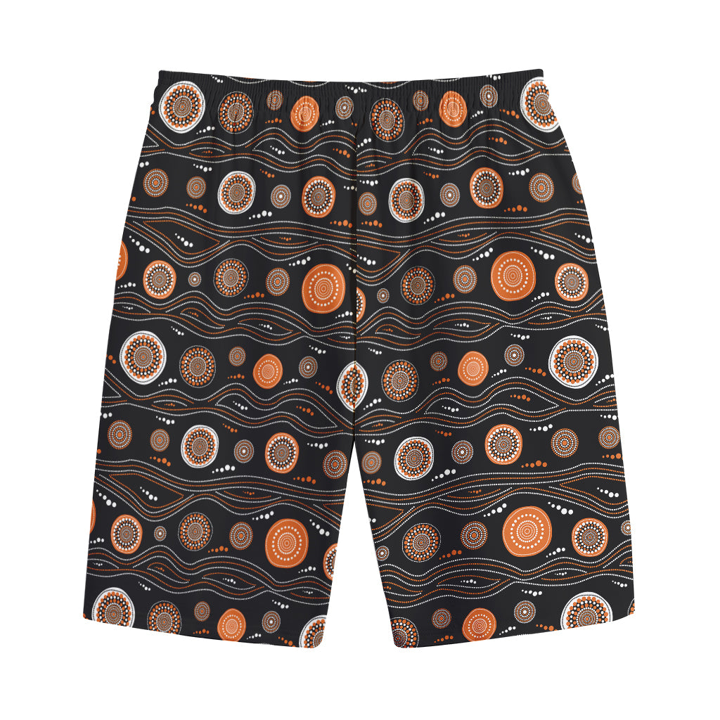 White And Orange Aboriginal Dot Print Cotton Shorts