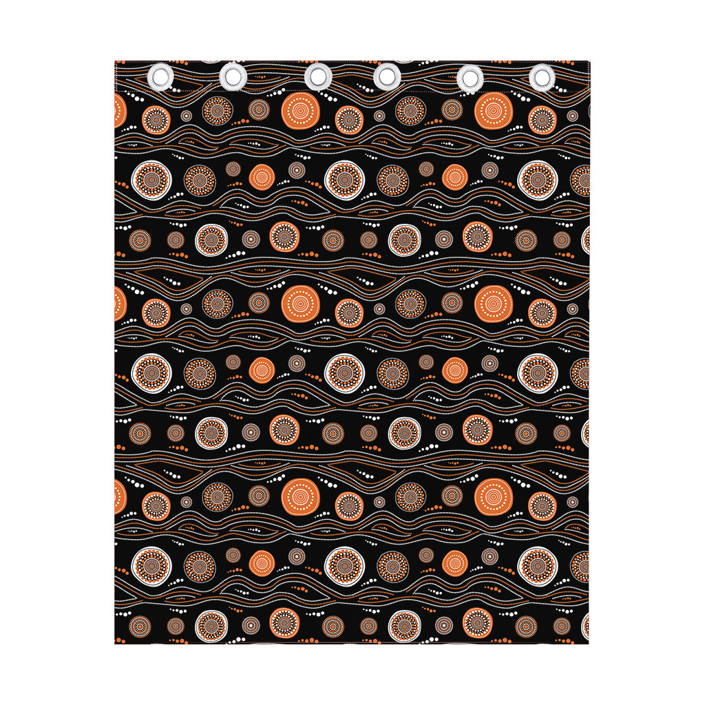 White And Orange Aboriginal Dot Print Curtain