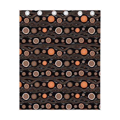 White And Orange Aboriginal Dot Print Curtain