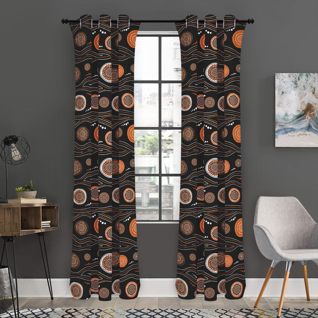 White And Orange Aboriginal Dot Print Curtain